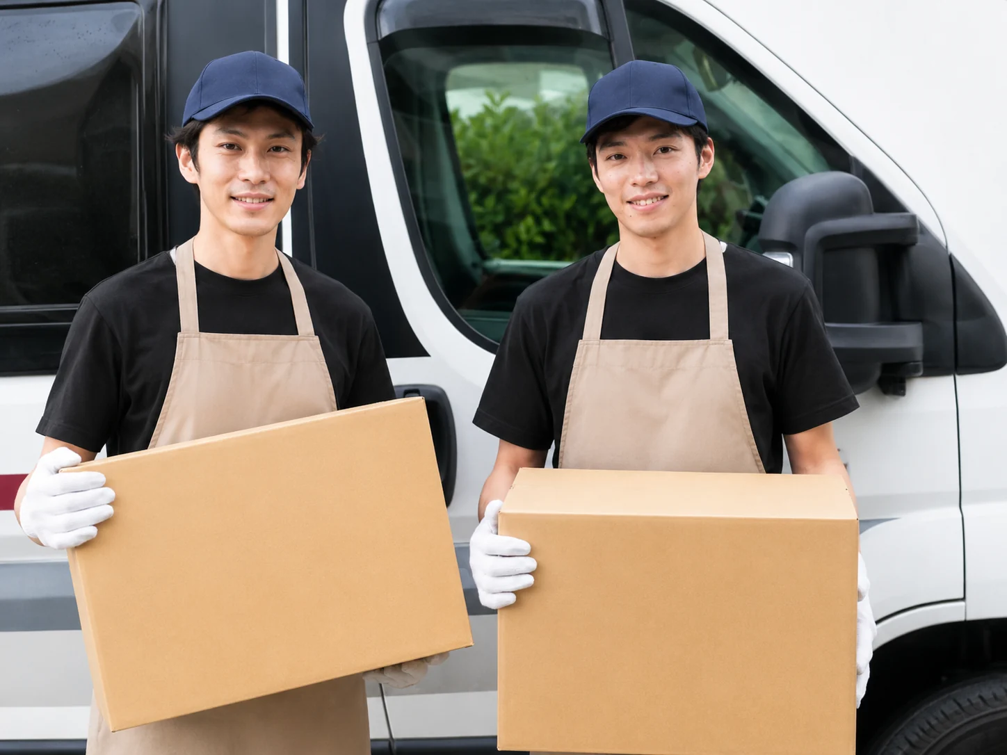 出張買取に伺うスタッフと車両